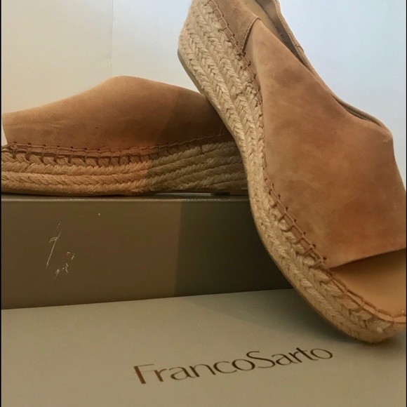 Franco Sarto Shoes - Tan leather wedges with open back Franco Sarto Shoes - Tan leather wedges with open back